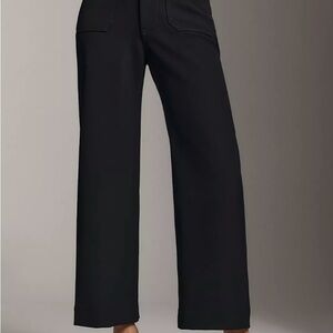 Maeve by Anthropologie The Colette Crop Stretch Knit Wide Leg Pants size 25 Blac